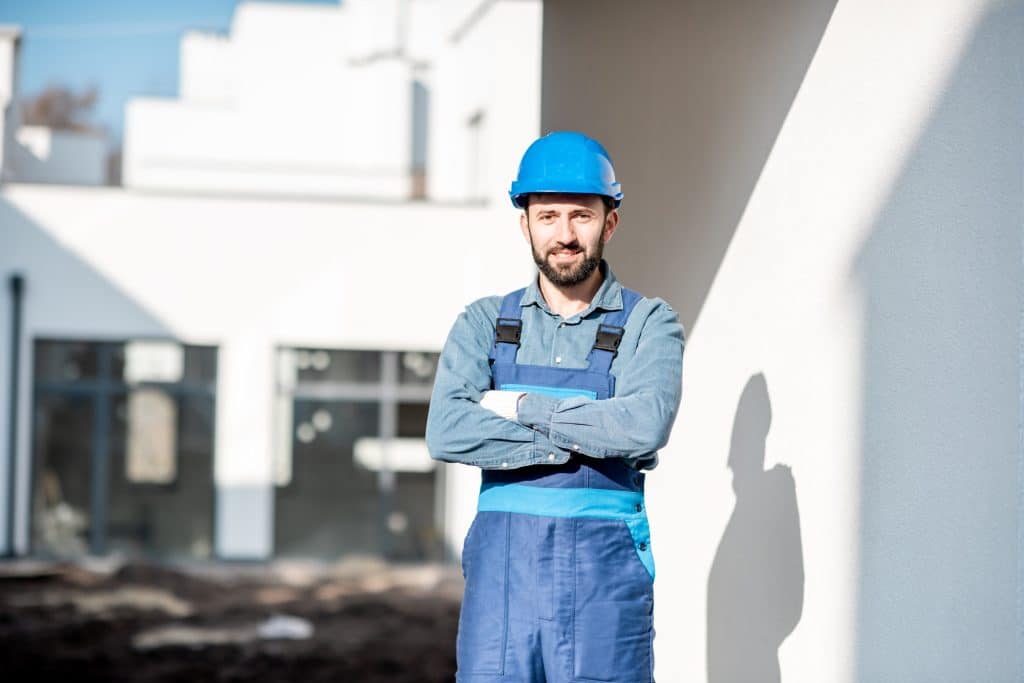 Builder portrait on the construction site